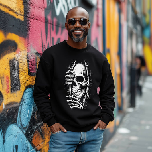 "PEEKING SKULL"  Men Sweatshirt