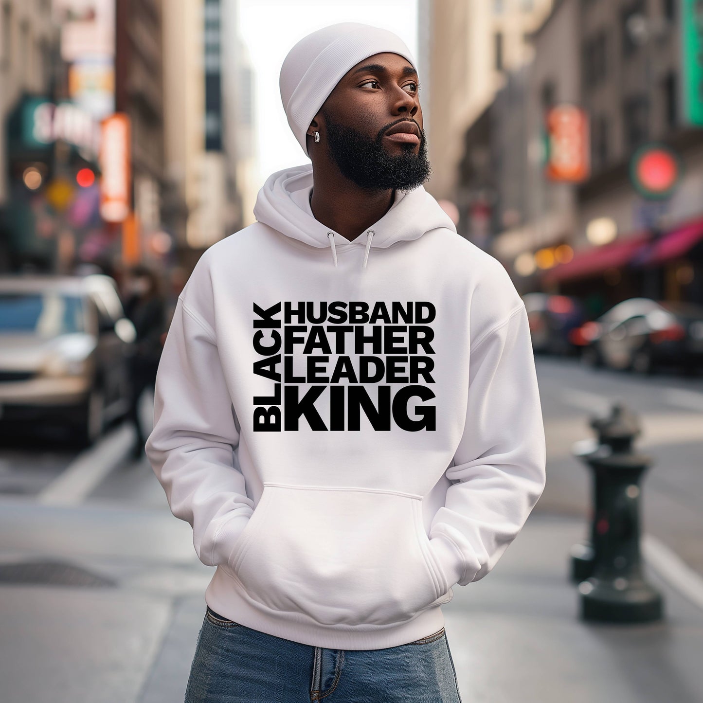 BLACK HUSBAND FATHER LEADER KING Mens Hoodie