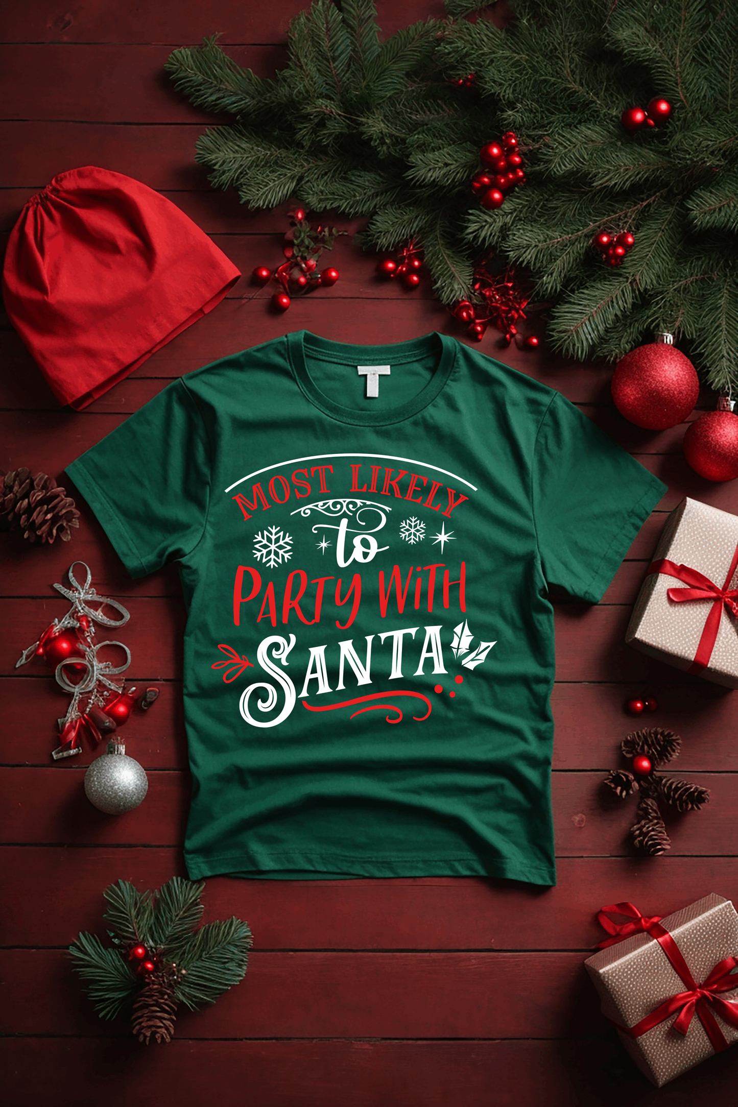"Most Likely To Party With Santa"  Women T-shirt