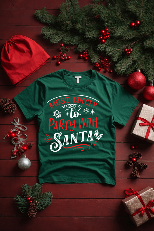 "Most Likely To Party With Santa"  Women T-shirt