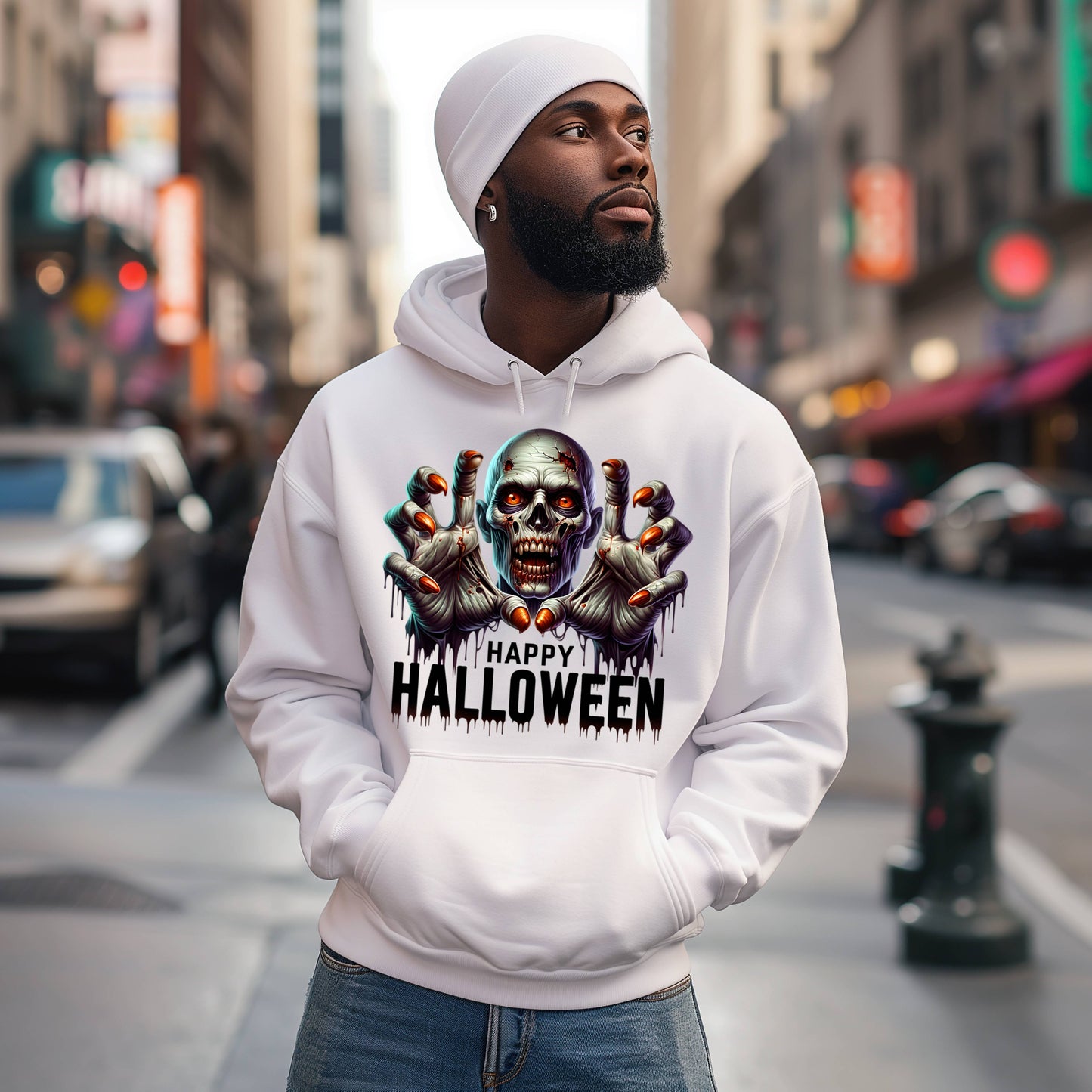 "ZOMBIE" HAPPY HALLOWEEN"  Men Hoodie